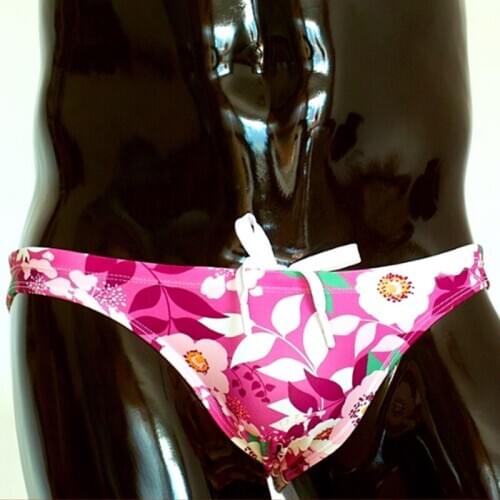 SD672 floral printed swimsuits men tight low waist sexy men swimwear 2020 beach board shorts surf briefs gay swimwear bikinis