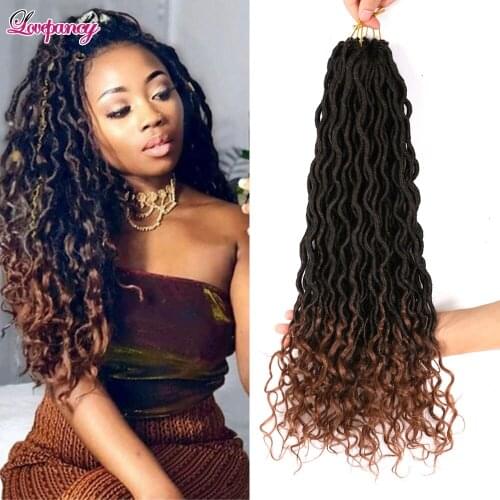 20 Inch Synthetic Crochet Braids Hair Goddess Faux Locs Ombre Curly Soft Dreadlocks For Black Woman Hair Extensions Lovepancy