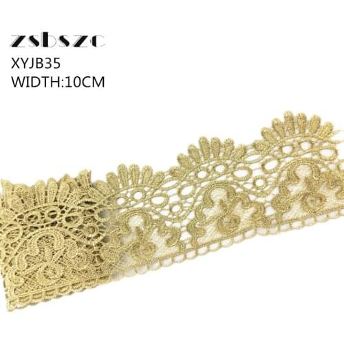 10CM Width 5Yards Vintage Gold Lace Wave Ribbon Glitter Crocheted DIY Craft Sewing Supplies