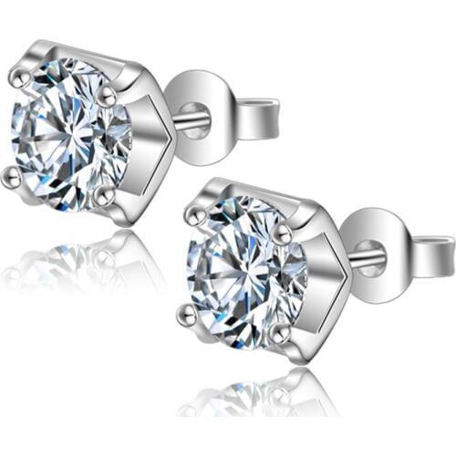 Hight Quality Jewelry 2017 New Fashion Design Shiny Zircon 925 Sterling Silver Stud Earrings for Women Gift Drop Shipping