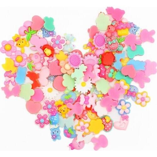 00PCS 20mm Multicolor Cartoon mixed flatback Resin Cabochons Scrapbook Craft DIY Embellishments decor Headwear accessories