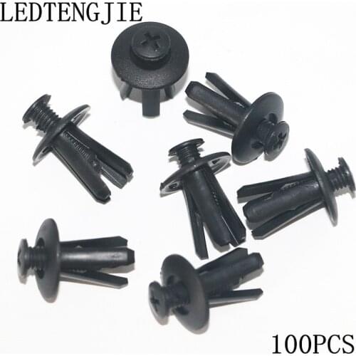 100pcs Black Plastic Auto Fastener Vehicle Car Bumper Clips Retainer Rivet Door Panel Fender Liner For Honda Acura AUDI