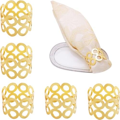 12Pcs Metal Round Hollow Napkin Ring Hotel Wedding Banquet Silver Gold Napkin Holder Desktop Decorations