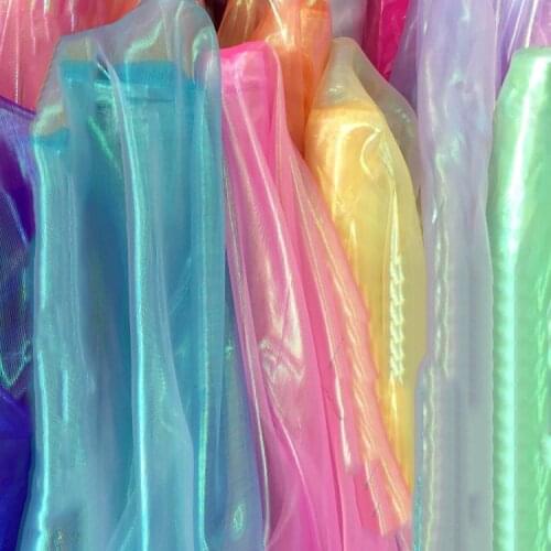 150 Widen Colorful Shiny Gauze Colors Changing Piece Sheer Crystal Wedding Decoration Ransparent Organza Fabric Birthday Event