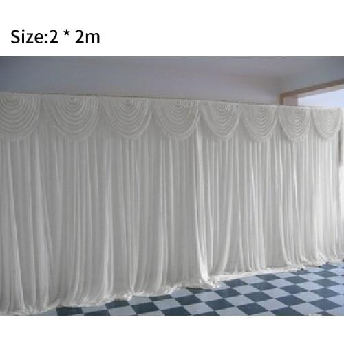 2x2m Party Wedding Decor Panel Voile Drape Ice Silk Romantic Wall Divider Backdrop Curtain Ceiling Gauze With Swag Detachable