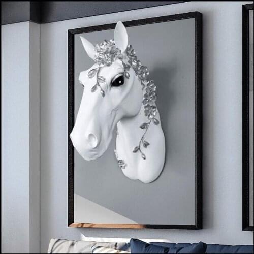 3D Resin Wall Horse head Animal head Sculpture MuralsClothing Display Racks Hook Coat Hanger Cap Wall Home decorations