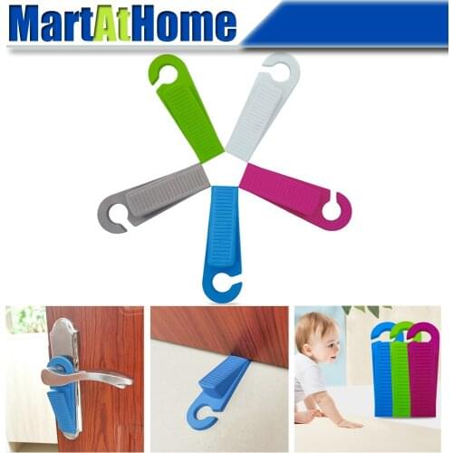 5Pcs Set Door Stopper Easily Wedges Door Gaps up Finger Protector Flexible Floor Door Stops - Non-Scratching Door Stop