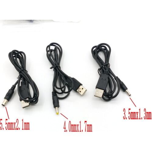 50pcs USB 2.0 to 3.5x1.3mm/4.0x1.7mm/5.5mm x 2.1mm DC Power Cable