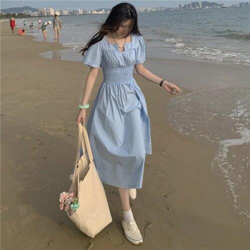 Голубые летние платья BADAWEN China At AliExpress