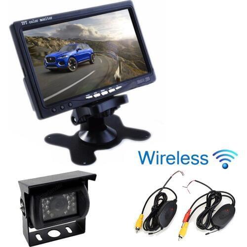 Wireless 7 Inch TFT LCD car Monitor Rear View System with Waterproof 18 LED night vision Parking Reversing Camera