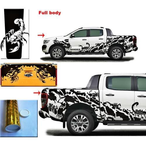 Mud skull boby side stickers poisonous scorpion hood decal and tail door mudling stripe for Ford ranger or wildtrack2012-2017