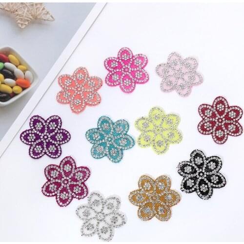 Flower Crystal Rhinestones Patches Iron on Patches for Clothing Sticker on Clothes for Kids DIY Applique Hotfix Rhinestone Patch