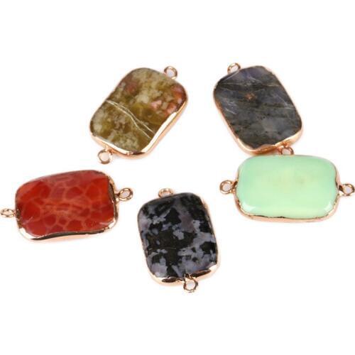 Dankaishi Drusy Quartz Glass Stone Shape Connectors for Jewelry Making Natural Mixed Color Stone Druzy Jewelry Pendant Findings