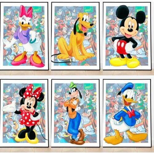 Disney Mickey Mouse and Donald Duck Square Round 5D Diamond Painting Comic Cross Stitch Diamond Mosaic Picture Home Decoration