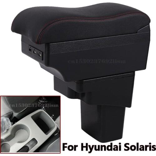 For Hyundai SOLARIS Armrest 2013 2014 2015 2016 For VERNA Accent Car Armrest box Storage accessories Interior with USB LED