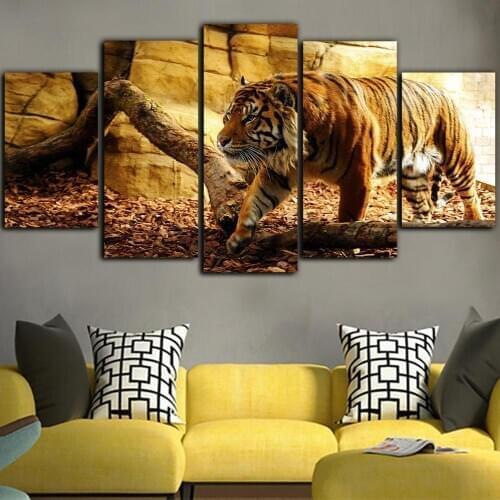 Home Decoration Canvas Wild Animals Painting Pictures Tiger Wall Art Hd Prints Modular Vintaeg Framework Poster For Living Room