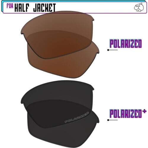 EZReplace Polarized Replacement Lenses for - Oakley Half Jacket Sunglasses - Black P Plus-Brown P