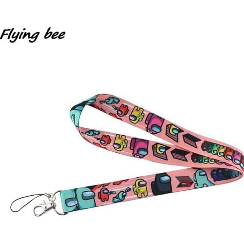 Flyingbee Hot Game Robot Cartoon Key Chain Lanyard Gifts For Child Students Friends Phone USB Badge Holder Necklace X1510
