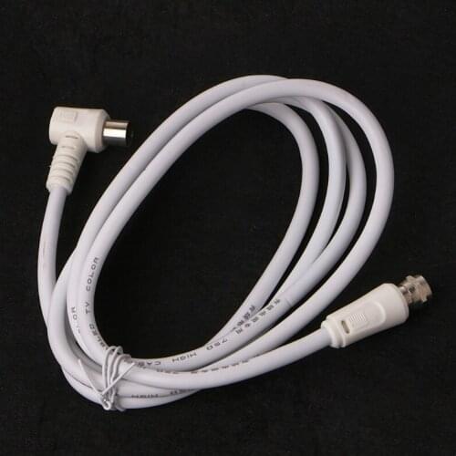 9.5mm White 90 Degrees Male To F Type Male Coaxial TV Satellite Antenna Cable