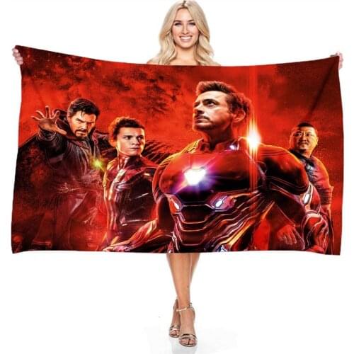 Spider Man Iron Man The Avengers Red Rectangular Bath Towels Digital Printing Microfiber Beach Towels Adult Kids Swimming Towels