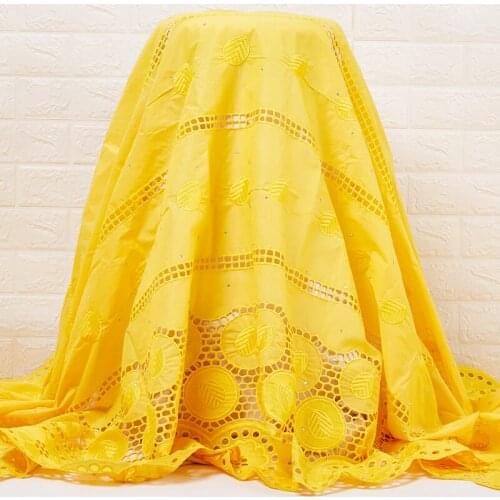 African Lace Fabrics 2021 High Quality Yellow Swiss Voile 100 % Cotton Sweing Embroidery Fabrics Dresses For Women Wedding A2483