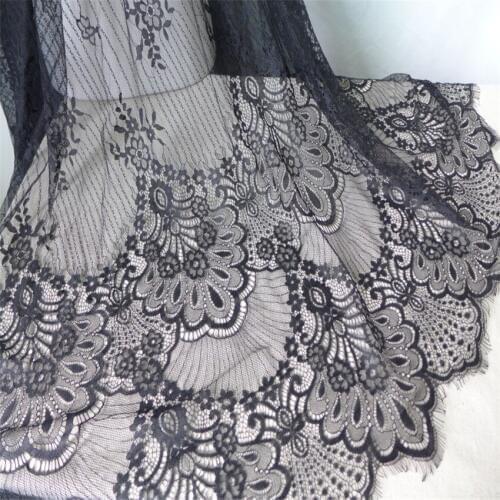 Black/Ivory Retro Style Chantilly Lace Fabric Eyelash Lace For Sewing Craft Costume Design Lingerie Home Decor