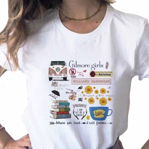 Summer 2021 New Gilmore Girl print ladies T-shirt ladies casual basis O-collar white shirt short sleeve ladies T-shirt,Drop Ship