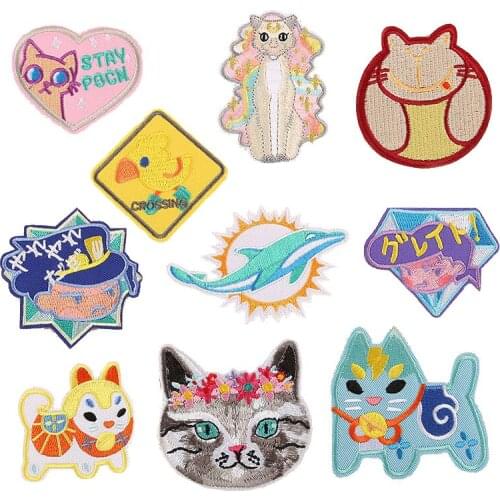 Cute Flower Cat Patches Kawaii Animal babys clothing patches backpack decoration small applique small iron on patch