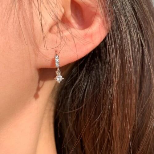 925 Sterling Silver 2021 Korean Small Exquisite Single Row Zircon Earrings For Girls Women Birthday Party Jewelry eh081