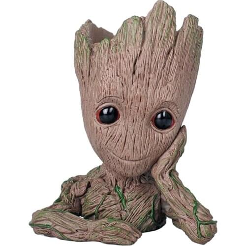 14mm Cartoon Groot Flower Pot Planter Figurines Tree Man Cute Model Toy Pen Pot Garden Decoration Flower Pots Gift for Kids