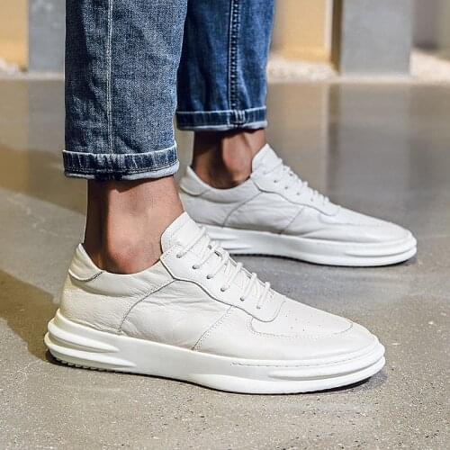 Mens Shoes New Trendy Shoes Mens Casual Leather Shoes Wild Fashion Trendy Shoes Leather Soft Sole Shoes Men black white