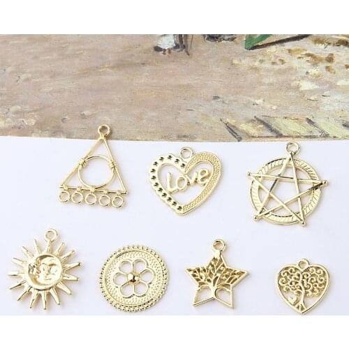 10pcs New Fashion Alloy Letters Love Circle Statement Earrings five-pointed Star Geometric Pendant Accessories Diy Ear Jewelry