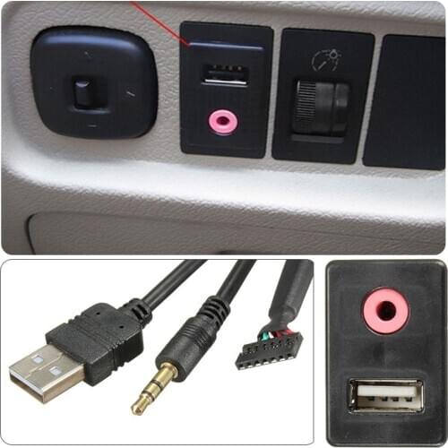 New Car 3.5mm AUX Headphone Flush Mount Audio Modification Panel Input Adapter Kit