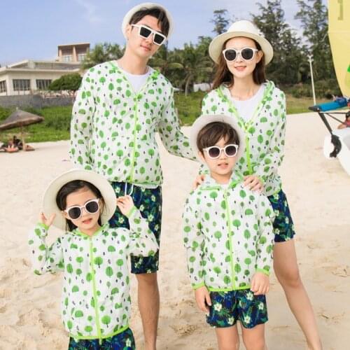 Parent-child wear sun protection clothing a family of three-person sun protection shirt jacket long-sleeved sunscreen clothing