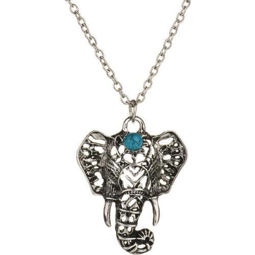 Trendy Elephant Pendant Necklace Retro Vintage Animal Mascot Folk-custom Statement Necklaces Choker Bohemian Gypsy Women Jewelry