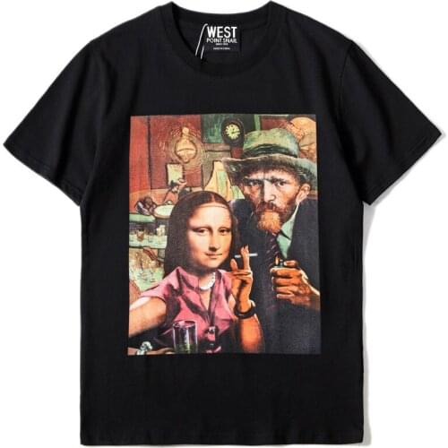Parkour New High 2020 Fashion Mona Lisa smokes T Shirts T-Shirt Hip Hop Skateboard Street Cotton T-Shirts Tee Top kenye #F80