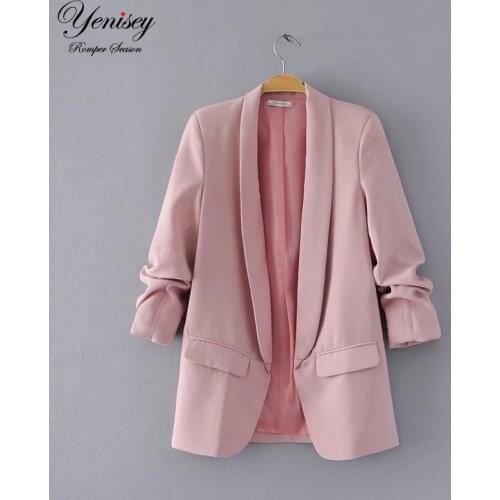 Jacket women elegant 5 color outerwear pocket office casual fashion jacket