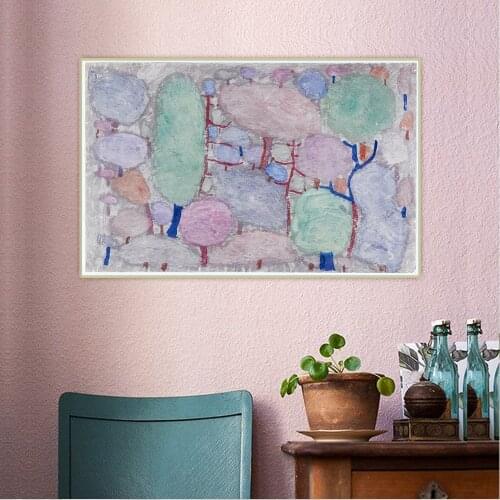 Paul Klee《Bunter Wald(Colored Wood)》Abstract Canvas Art Oil Painting Artwork Poster Picture Wall Hanging Decor Home Decoration