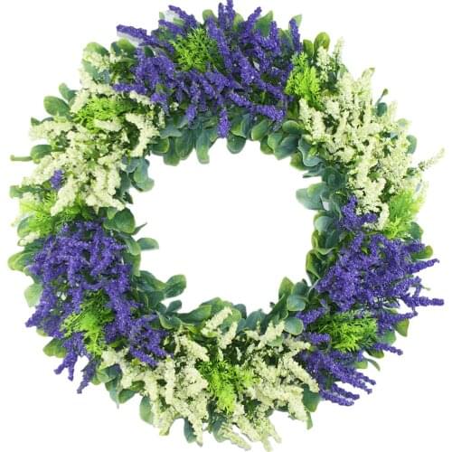 Romantic Lavender Wreath Artificial Green Leaf Garland Door and Wall Decor for Family Christmas and Wedding Hanging Decorations