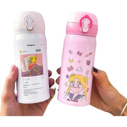 Pink Stainless Steel thermos Girls Thermocup Bottle Vacuum Flask Cartoon Princess Thermal Mug Travel Thermos Cup 350ML 450ML