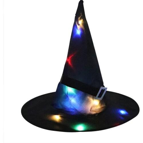 LED Glowing Light Black Witch Hats Wizard Top Hat Party Cap Cosplay Fancy Dress Halloween Masquerade birthday Head Wear Gift