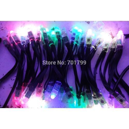 DC5V 12mm WS2821A DMX512 LED pixel node;IP68 rated;all black wire;DMX512parallel single line driver chip;4core 13.5mm pigtail