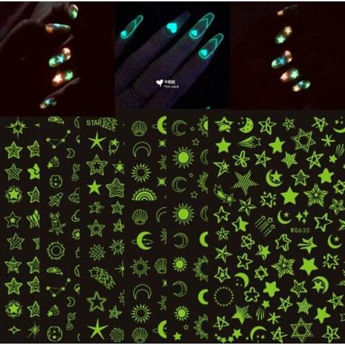 Luminous Stars Nail Stickers Planet Nail Decals Nail Art Paper Decoration Trim Nail Tattoo Creative Design Watermark Decal Tool