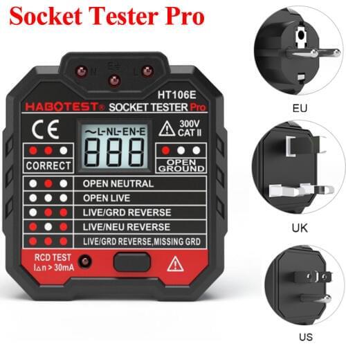 Electric Socket Tester Pro Outlet Tester EU / US / UK Plug Wire Circuit Polarity Wall Plug Breaker Leakage Test Socket Tester