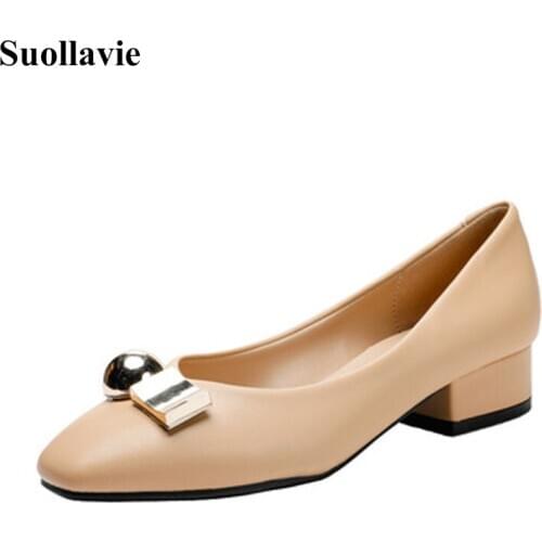 Suollavie hot ladies Mary Jane shoes shallow mujer bomba fashion shoes for women heels women slip-on females shoes leisure heels