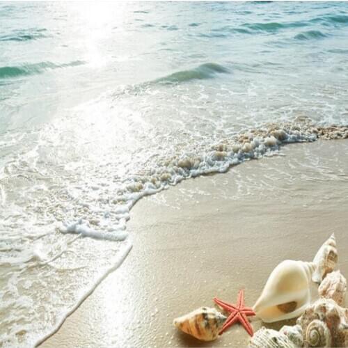 Wellyu Custom large-scale mural pvc floor summer beach shell 3d thick waterproof and wear-resistant floor stickers