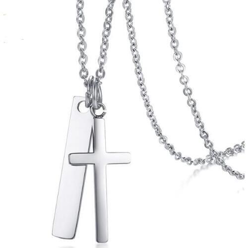 Fate love jewelry Brand New women Cross with Dog Tag Necklace Pendant Stainless Steel Jewelry 18