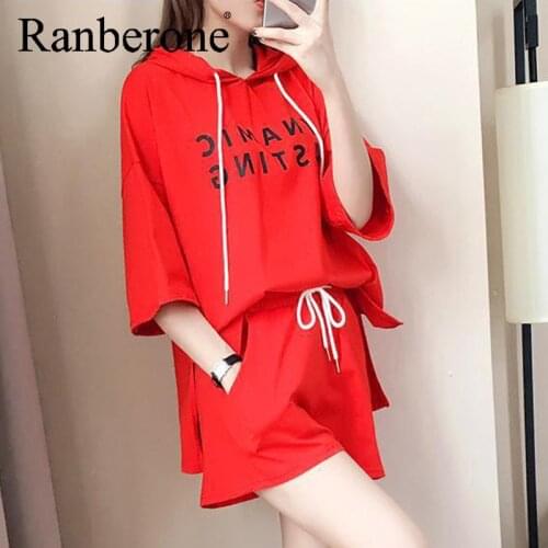 Letter Hoodie + Shorts Womens Tracksuit Casual 2 Pieces Set Active Fitness Sporty Work Out Suit Running Sport Streetwear New