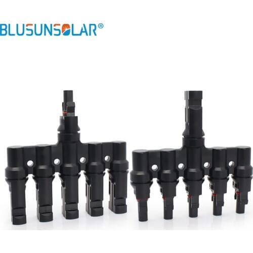 Blusunsolar 1 Pair Solar Panel Solar 5 To 1 T Branch Solar Panel Connector Cable Coupler Combiner Solar Panel Cable Connectors