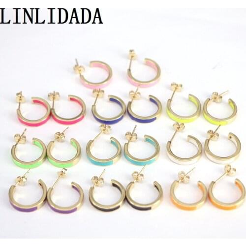 10Pairs New Fashion Wedding Jewelry Multicolor Enamel Circle Stud Earrings for Girls Women Gift